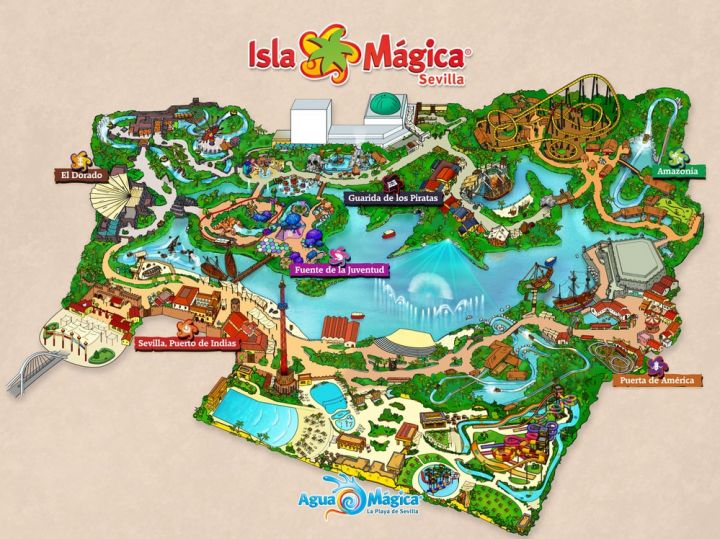 Mapa y zonas temáticas Isla Mágica